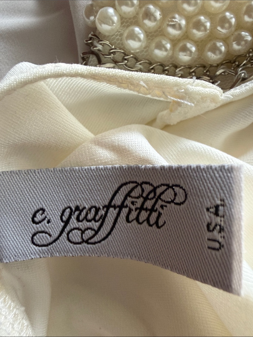 c. graffiti Ivory Pearl-Accented Dress